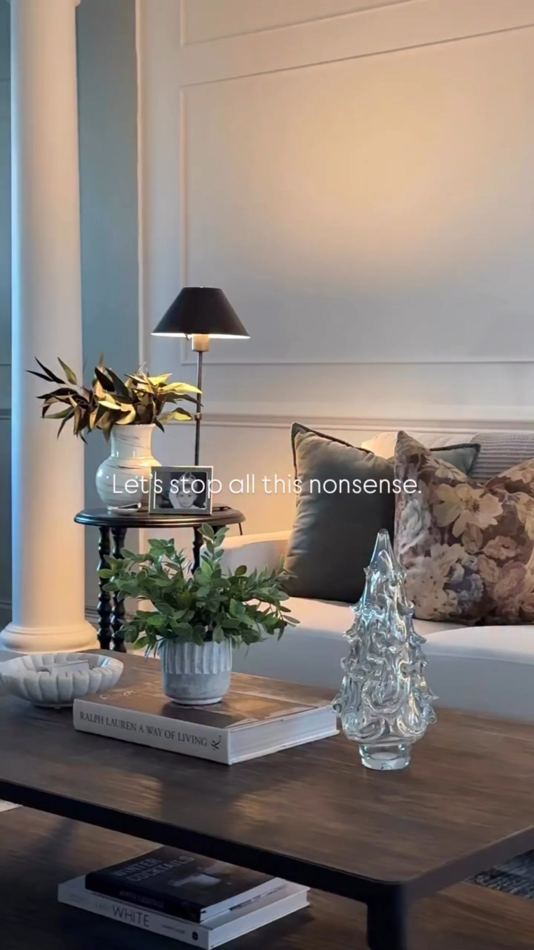 Create a serene space that has a touch of winter and some florals to nod to spring.  

Floral pillow
Tapestry pillow
Glass tree
Stick lamp
Faux stems  dried eucalyptus 
Velvet pillow
Marble dish
Coffee table book

#LTKSeasonal #LTKHome #LTKFindsUnder50