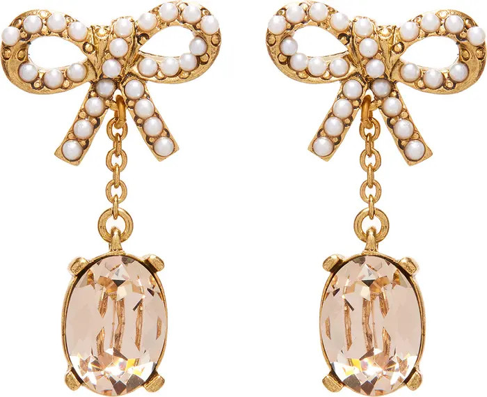 Oscar de la Renta Lil' Bobbi Crystal & Imitation Pearl Drop Earrings | Nordstrom | Nordstrom