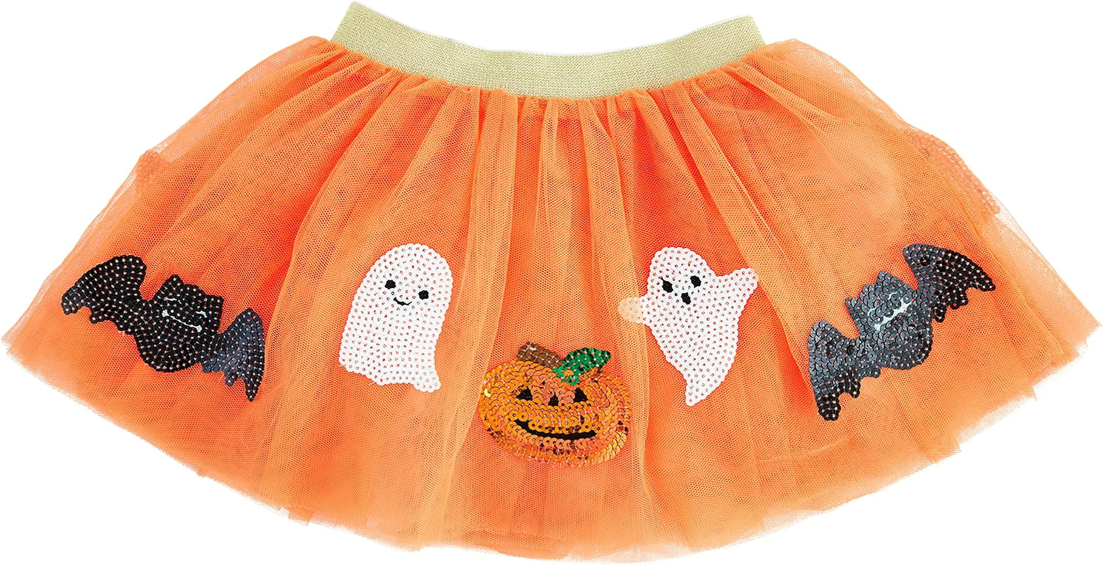 Girls Sequin Halloween Tutu, Orange, One Size | Amazon (US)