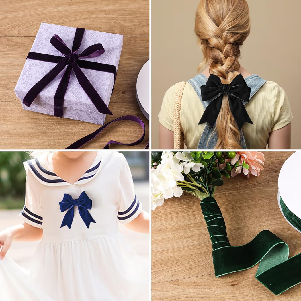 Burgundy Velvet Ribbon 1 Inch x 20Yd,Great for Gift Wrapping,Hair Bows,Christmas,Wedding Party De... | Amazon (US)