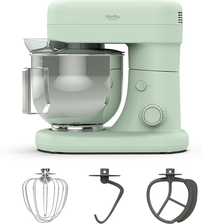 Martha Stewart  Tilt-Head Stand Mixer, 12 Speed, 5.3QT Stainless Steel Bowl, Splash Guard wit... | Amazon (US)