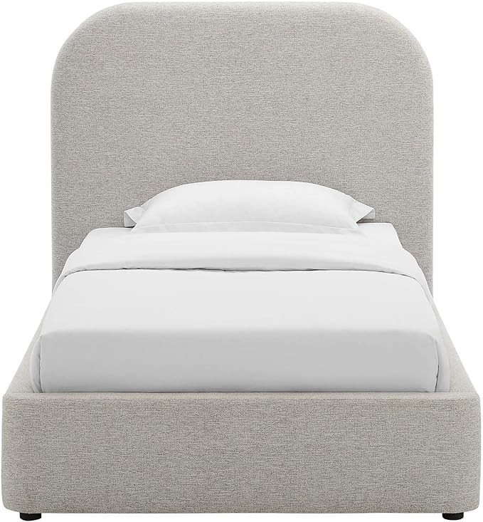 Modway Keynote Modern Bed Frame, Twin Size with Curve Shaped Headboard in Heathered Weave Light G... | Amazon (US)