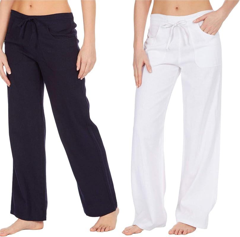 Style It Up Womens Ladies Linen Trousers Pants Summer Casual Holiday Beach Chino Khaki Cargo, (Na... | Amazon (UK)