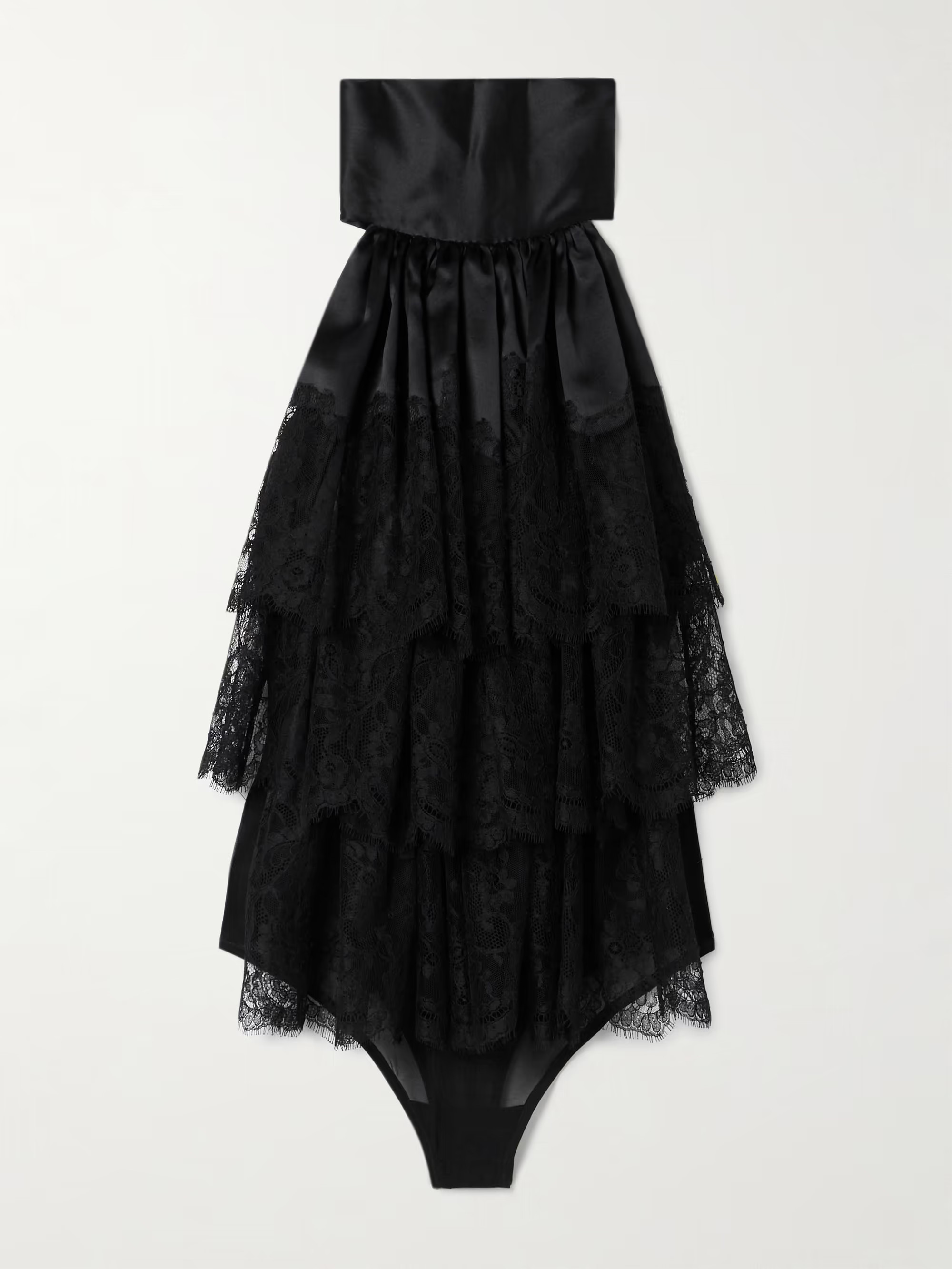 Farrusi lace-trimmed silk-blend satin halterneck thong bodysuit | NET-A-PORTER APAC