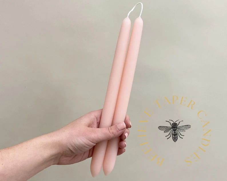 Rose Pink  100% Beeswax Dipped Taper Candles  Made in the | Etsy | Etsy (US)