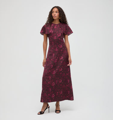 The Davina Dress -  Annabel Botanica Burgundy Annabel Botanica Burgundy / XXXS | Hill House Home US