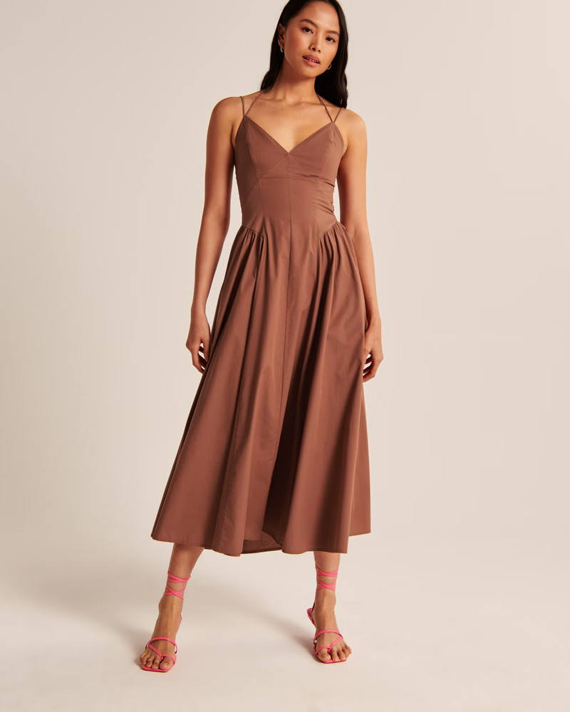 Women's Strappy Plunge Corset Maxi Dress | Women's | Abercrombie.com | Abercrombie & Fitch (US)