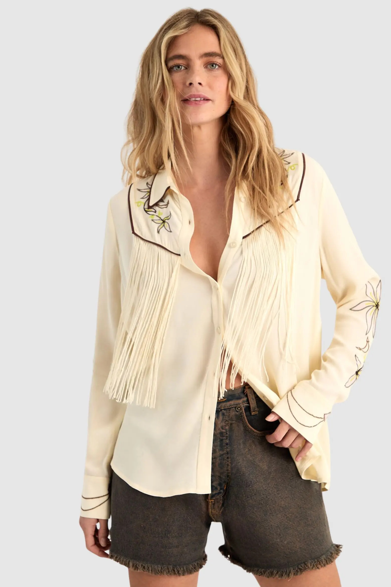 Fringe Western Button Down Shirt (Women) | Nordstrom | Nordstrom