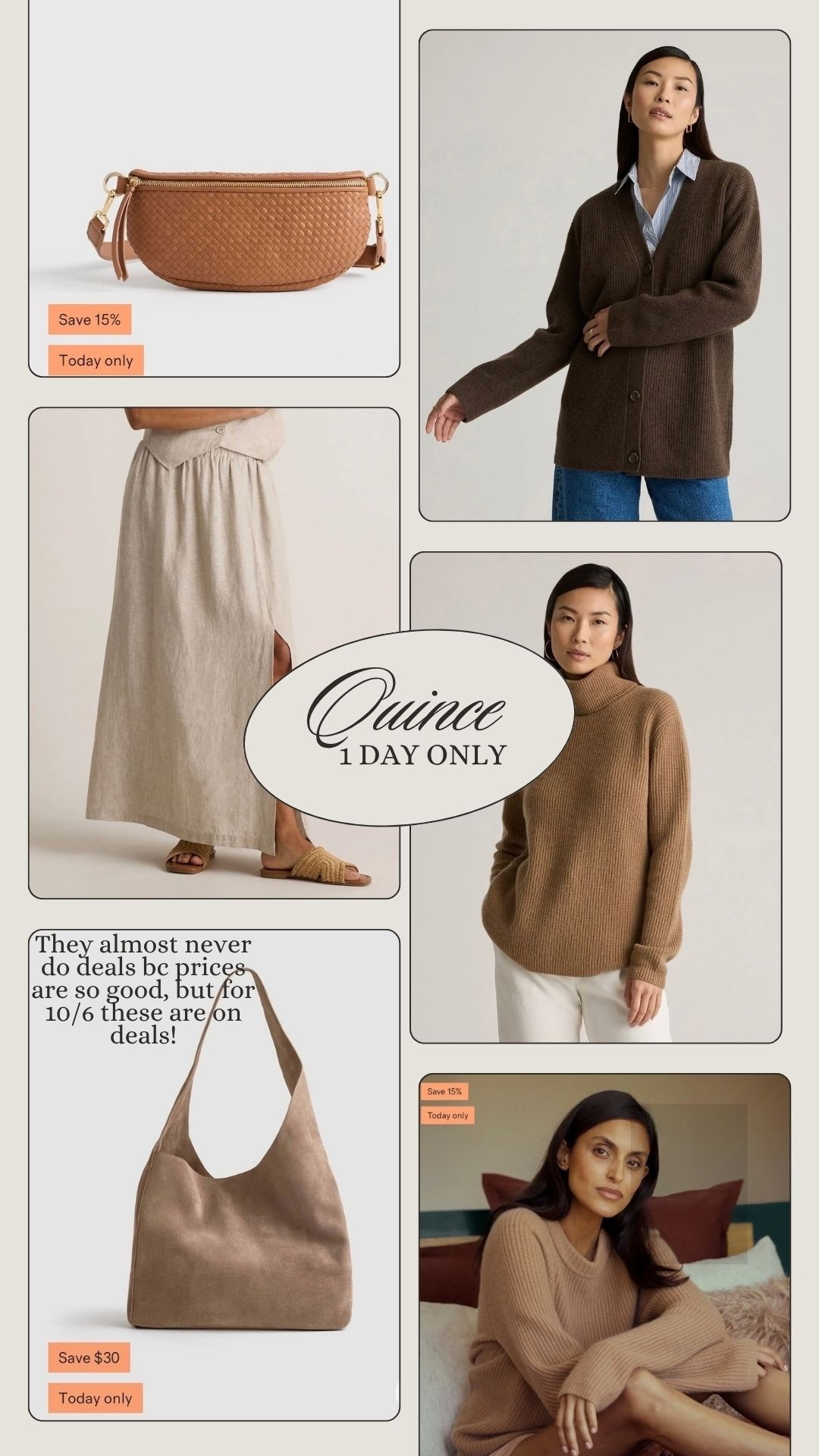 @Quince almost never does deals, because their prices are already so good. But for one day only – today, 10/6. these are on deals. I own and love all!! ￼
