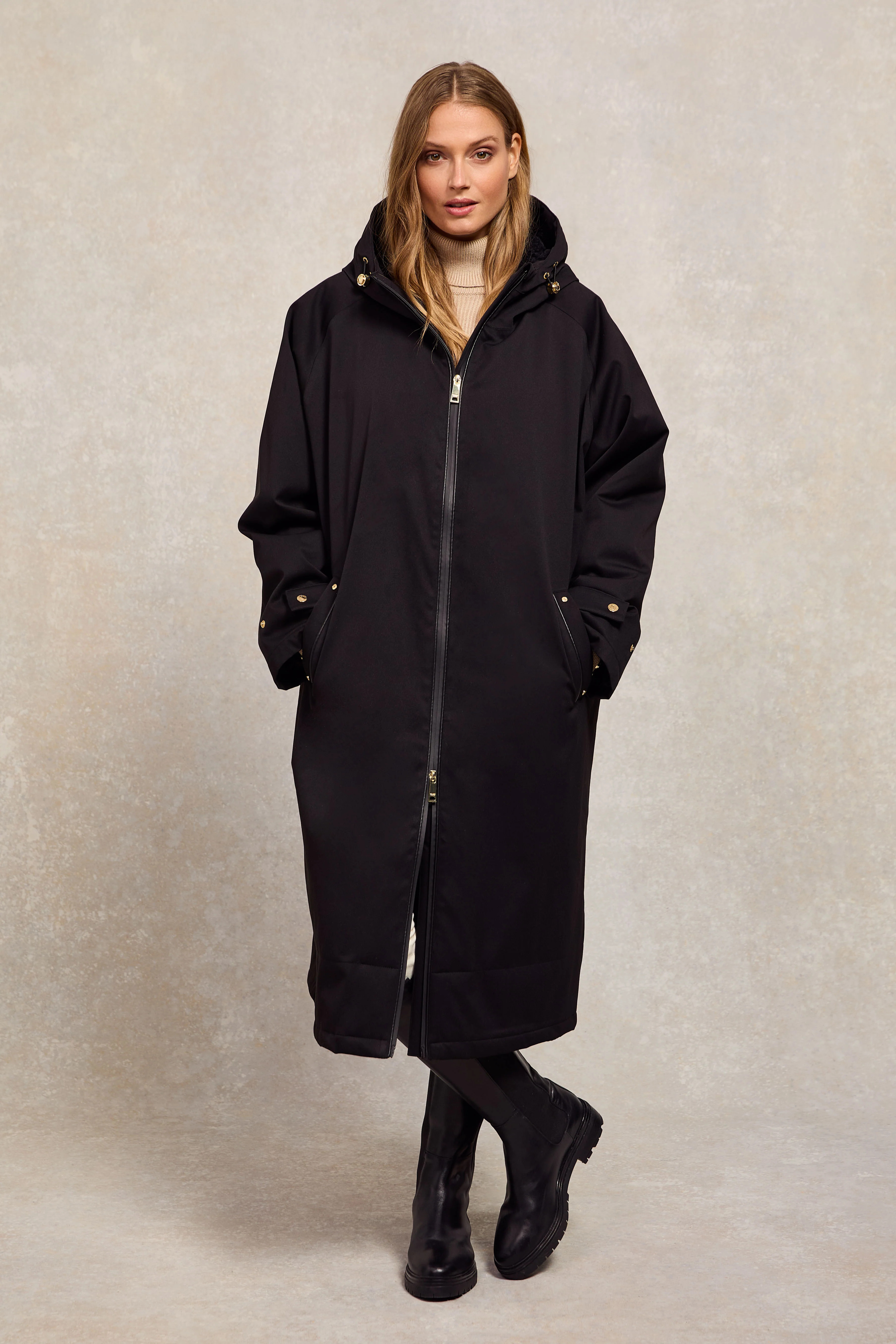 One-Size Waterproof Coat (Black) | Holland Cooper