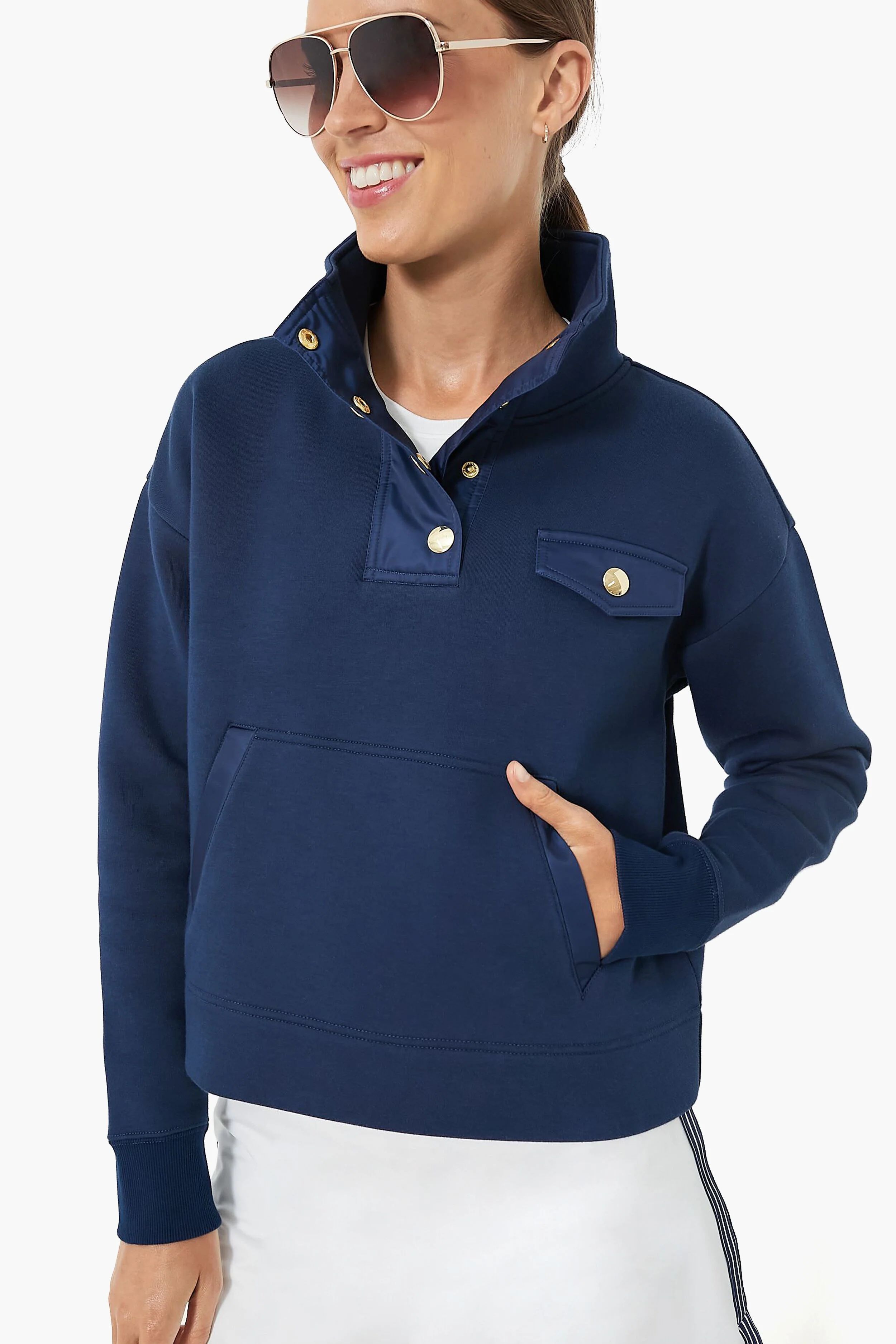 Navy Snap Neck Bailey Pullover | Tuckernuck (US)