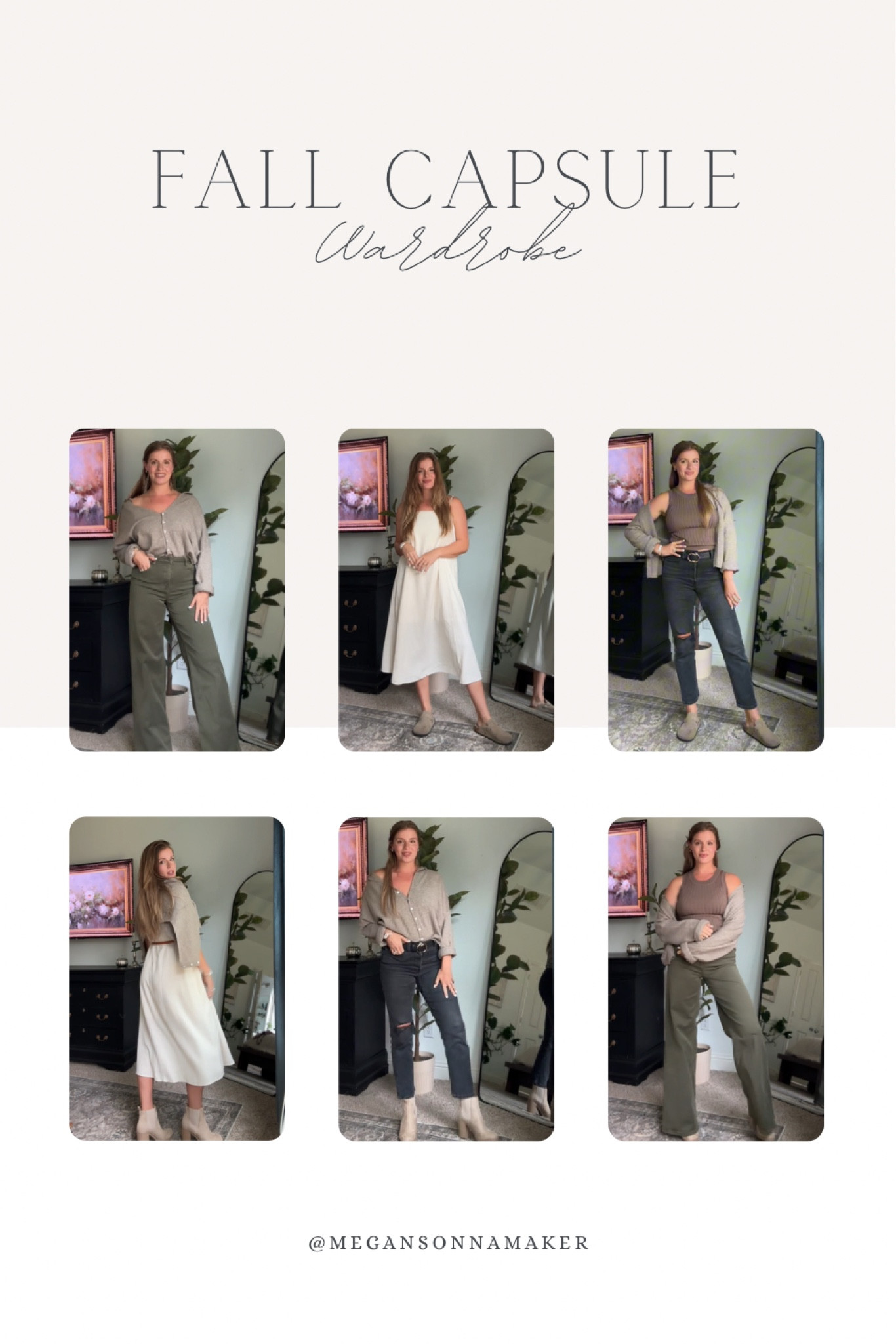 Fall capsule wardrobe with black jeans, green flare jeans, linen dress, cardigan, and ribbed tank  

#LTKSeasonal #LTKFallSale