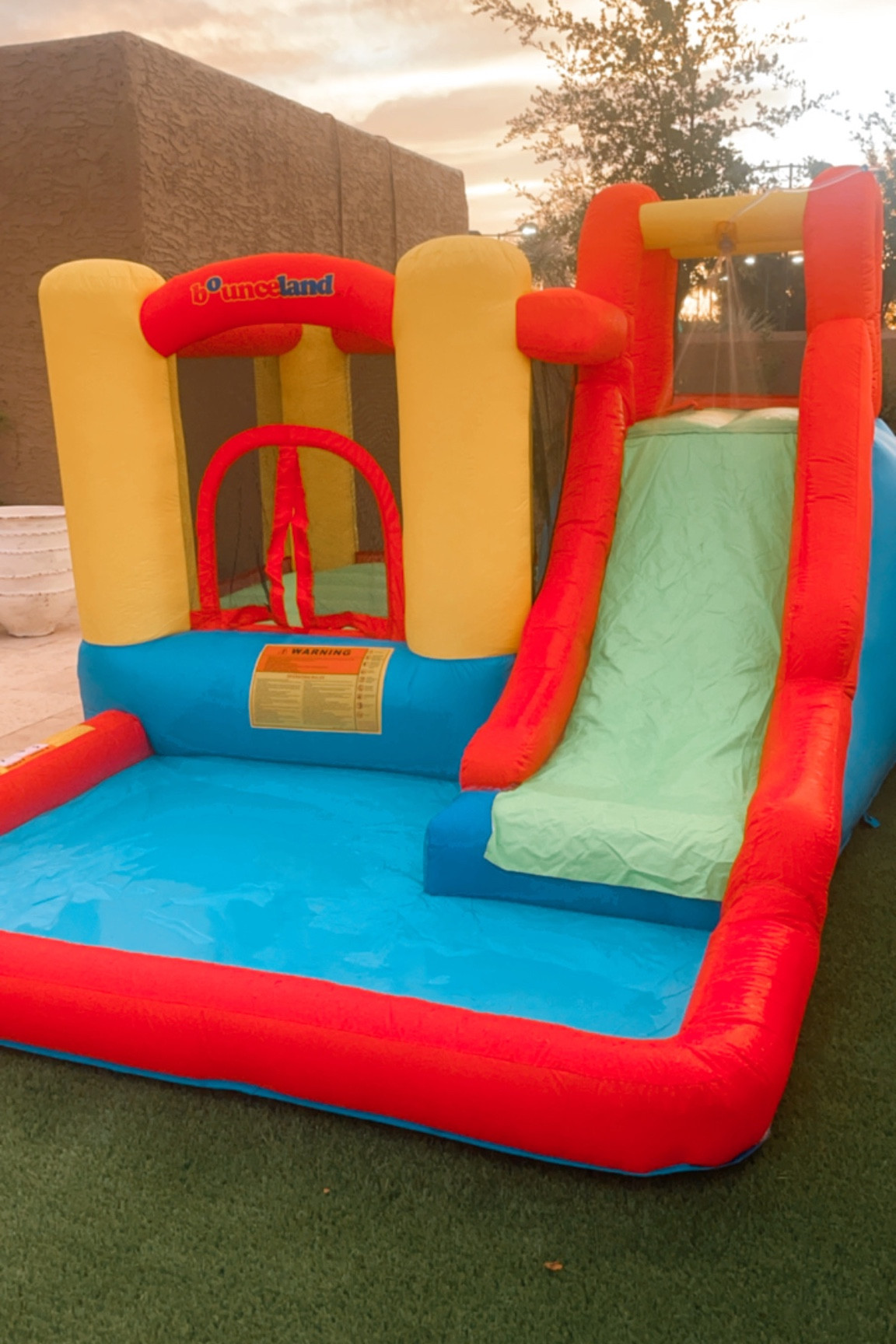 bounce house/ water slide we got for my 4 year olds birthday party! 
