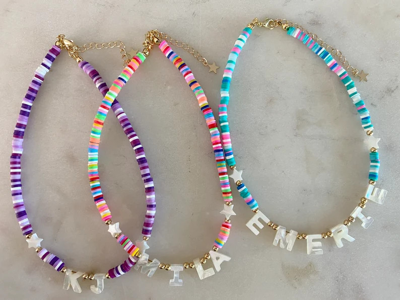 Personalized Kids Name Necklace – Custom Beaded Jewelry for Girls, Colorful Letter Necklace, Bi... | Etsy (US)