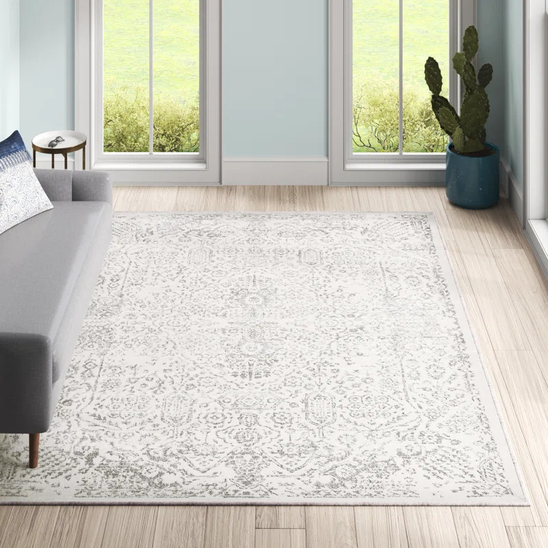 Shyann Oriental Area Rug in Gray/White | Wayfair North America