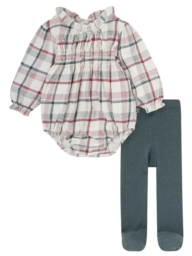 Modern Moments By Gerber Baby Girl Bubble Romper and Tights Outfit Set, 2-Piece, Sizes 0/3 Months... | Walmart (US)