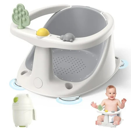 Baby Bath Seat for 6 Months and up - Non-Slip, Comfortable Bath Seat with Rinse Cup,Baby Bathing Essentials Grey | Walmart (US)