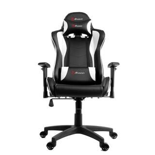 AROZZI forte Black/White PU Leather Gaming/Office Chair with High Backrest, Adjustable Height, Lumba | The Home Depot