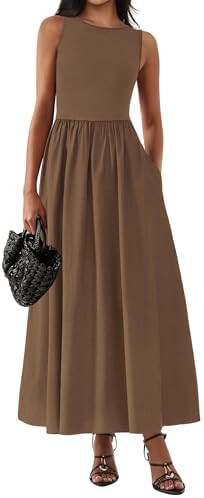 KIRUNDO Sleeveless Maxi Dresses for Women 2025 Spring Summer Mixed Fabric Pocketed Elegant Weddin... | Amazon (US)