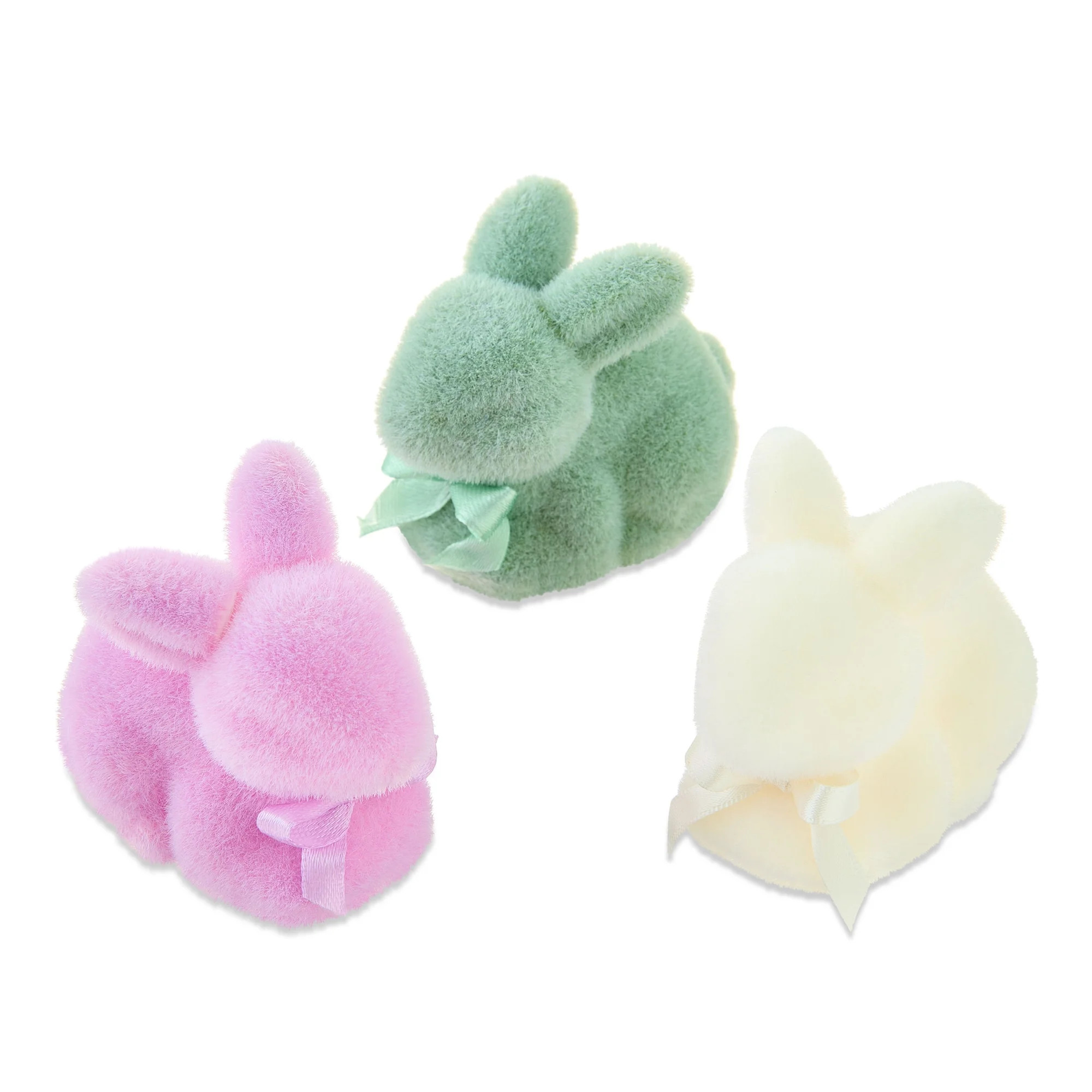 Mini Flocked Bunny Tabletop Decoration, Multicolor, 4", 6 Count, Easter by Way To Celebrate | Walmart (US)