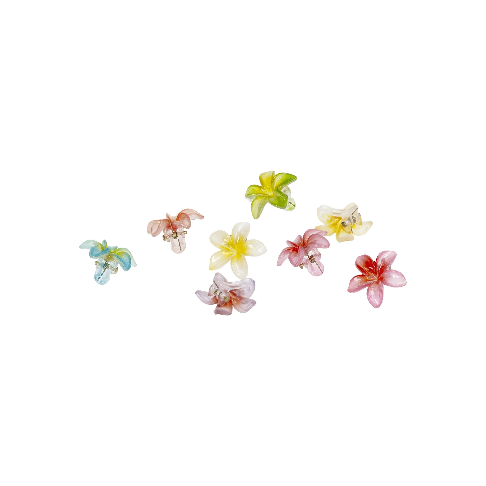 No Boundaries Tropical Flowers Mini Hair Claw Clips Set, 8-Piece, Women's | Walmart (US)