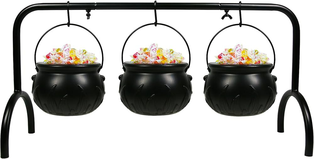 Halloween Cauldron On Rack,Set Of 3 Witches Cauldron Serving Bowls Halloween Candy Bowl,Plastic B... | Amazon (US)