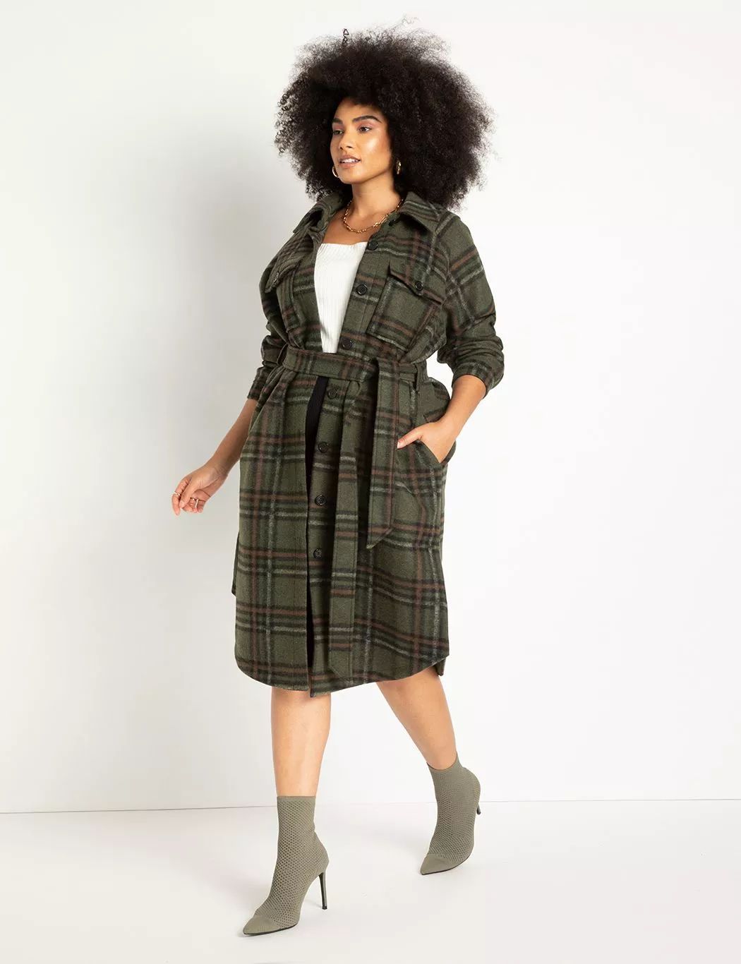 Plaid Shacket Coat | Eloquii