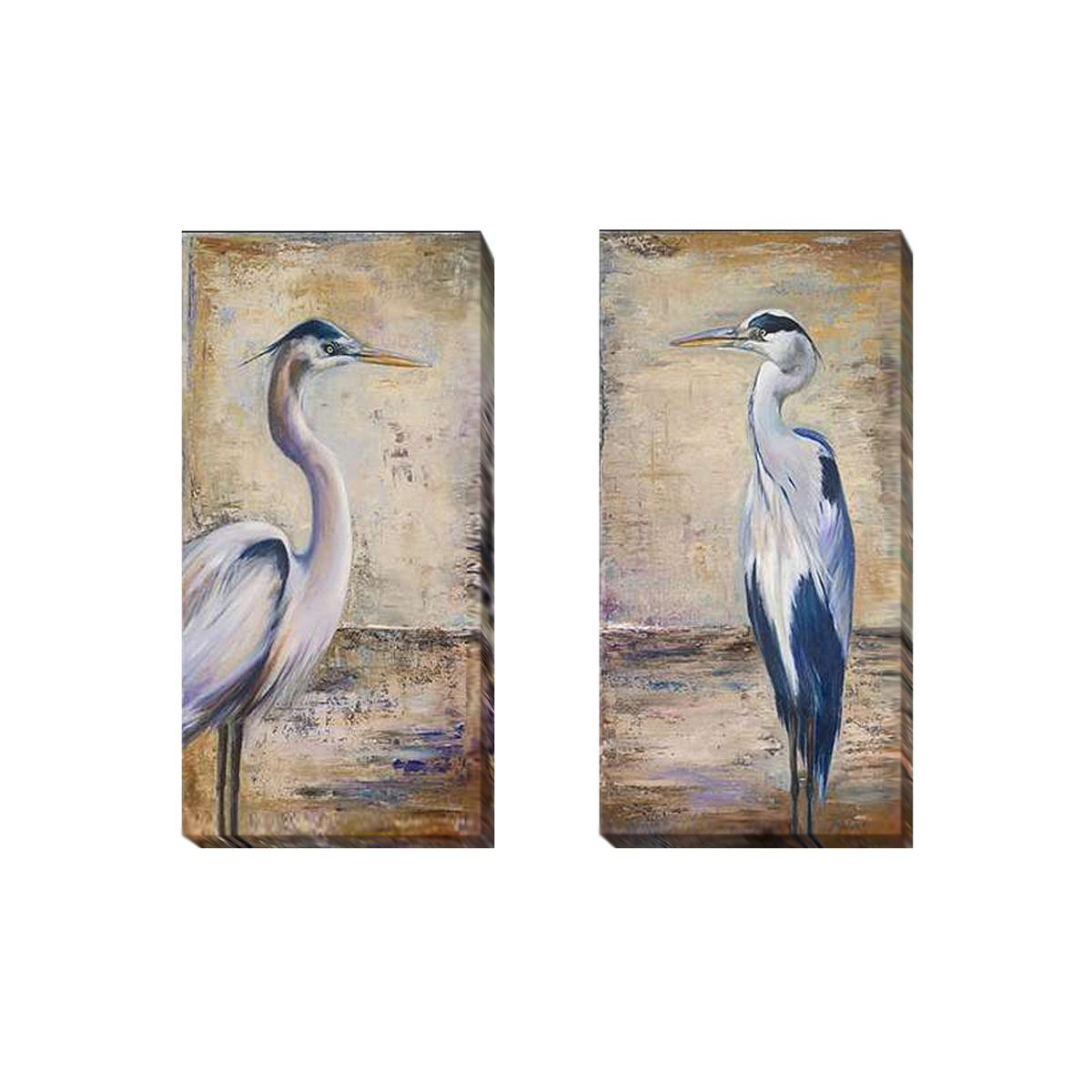 "Blue Heron" by Pinto 2-piece Gallery-Wrapped Canvas Giclee Set - Large - 8194085 | HSN | HSN
