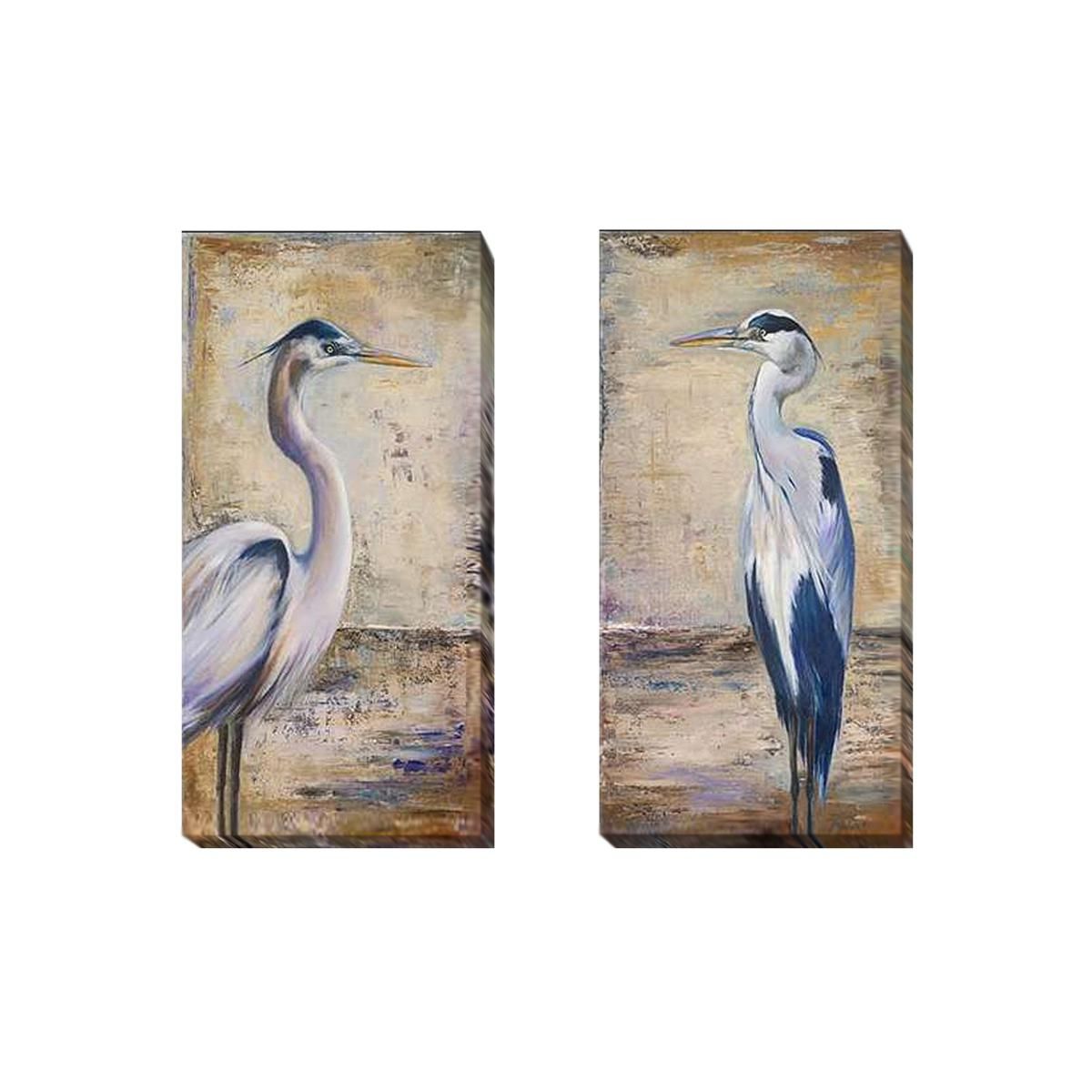"Blue Heron" by Pinto 2-piece Gallery-Wrapped Canvas Giclee Set - Large - 8194085 | HSN | HSN