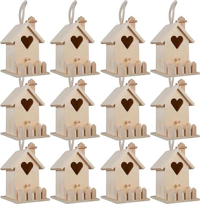 12 Pack: 4.7" Heart & Fence Birdhouse by ArtMinds™ | Amazon (US)