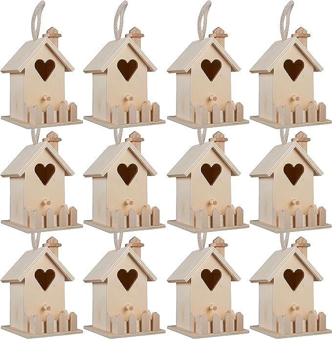 12 Pack: 4.7" Heart & Fence Birdhouse by ArtMinds™ | Amazon (US)