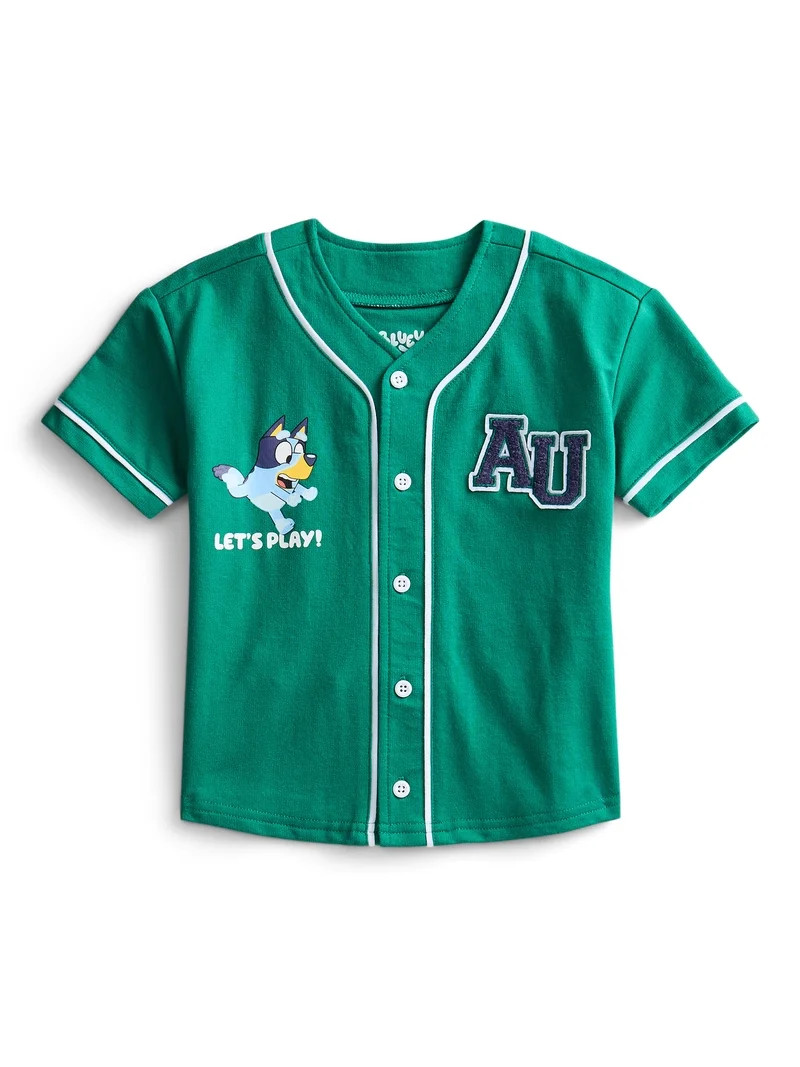 Bluey Toddler Button Down Baseball Jersey with Short Sleeves, Sizes 12M-5T | Walmart (US)