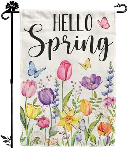 Tulip Hello Spring Garden Flag 12x18 Inch Double-Sided, Outdoor Floral Spring Decorations for Hom... | Amazon (US)