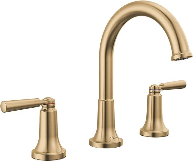 Delta Faucet Saylor Gold Widespread Bathroom Faucet 3 Hole, Gold Bathroom Faucets, Bathroom Sink ... | Amazon (US)