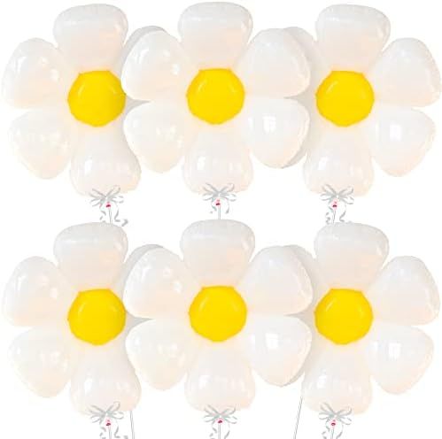 Big, Daisy Balloons for Daisy Party Decorations - 30 Inch, Pack of 6 | Flower Balloons, Daisy Bir... | Amazon (US)
