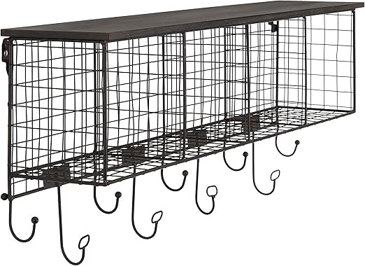 Linon AHWE12381 Lanette 4-Cubby Wall Shelf, 13" x 30" x 6.5", Black | Amazon (US)