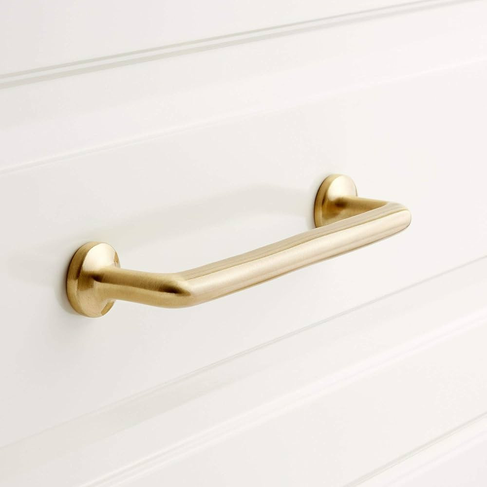Signature Hardware 461738 Belfast 4 Inch Handle Cabinet Pull - Satin Brass | Amazon (US)