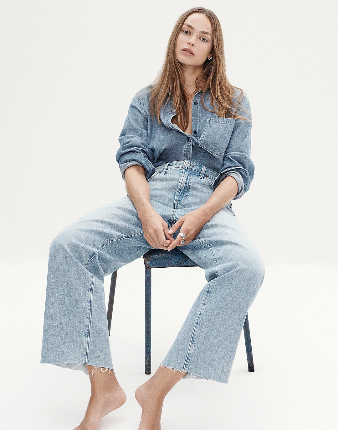 The Perfect Vintage Wide-Leg Crop Jean in Altoona Wash: Raw-Hem Edition | Madewell