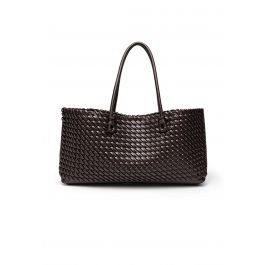 Handwoven Style Drawstring Faux Leather Tote Bag in Chocolate Brown for Vacation Travel & Casual ... | Chicwish