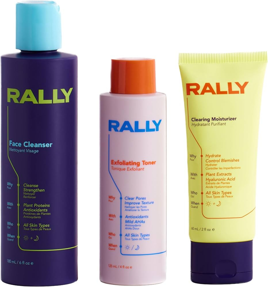 RALLY Clean Plant Powered Daily Face Routine | Healthy Skin Essentials | Teens + Athletes All Ski... | Amazon (US)