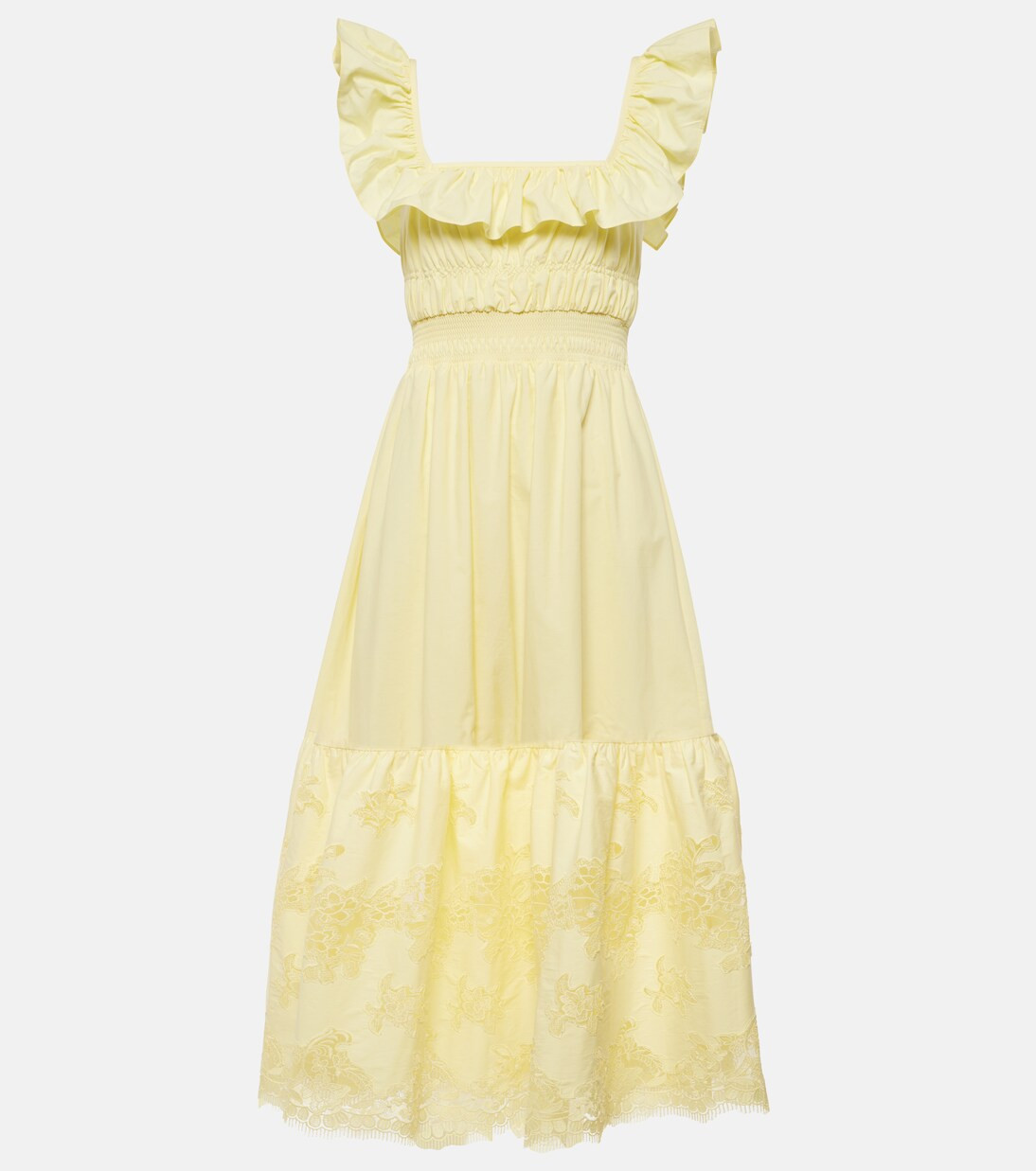 Midikleid aus Baumwolle mit Spitze | Mytheresa (DACH)