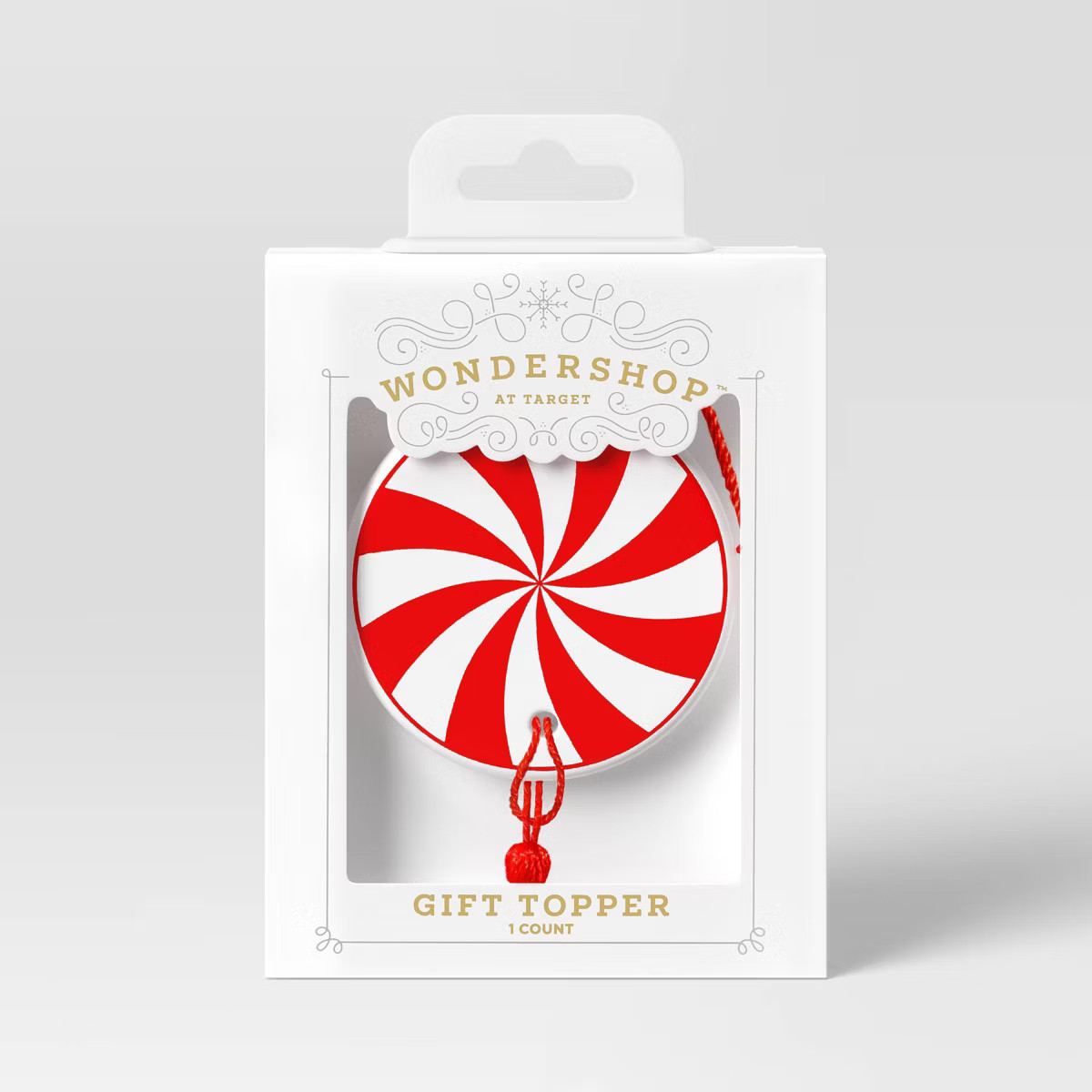 Ceramic Peppermint Candy with Tassel Christmas Gift Topper Red/White - Wondershop™ | Target