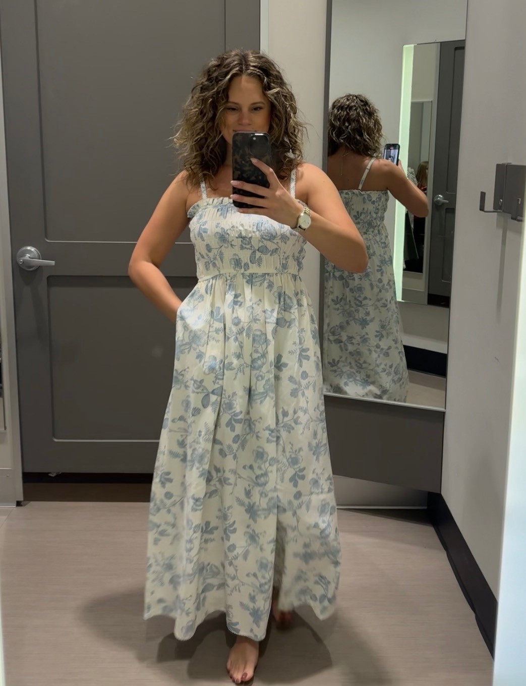 Target Ivory & Blue Maxi Dress
I am 5’4” 130lbs wearing size small 

#LTKootd
