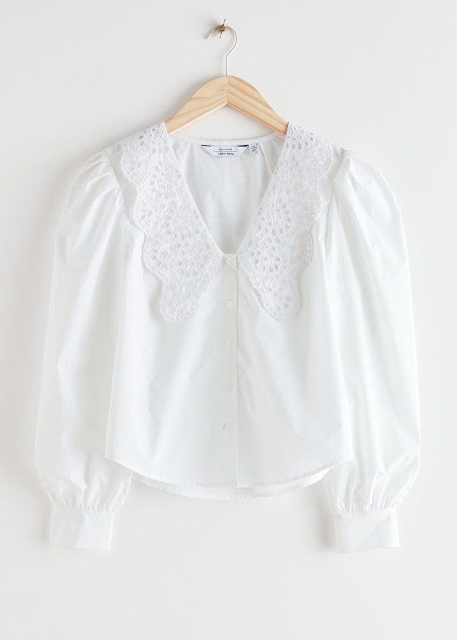 Embroidered Collar Puff Sleeve Cotton Blouse | & Other Stories (EU + UK)