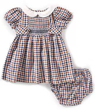 Edgehill Collection Baby Girls Smocked Plaid Peter Pan Collar Dress | Dillard's | Dillard's
