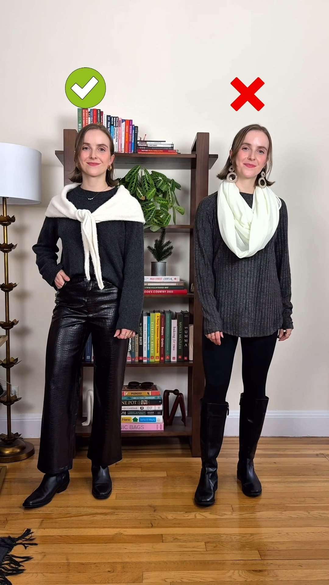 Millennial outfit makeover
Xs cashmere sweater Xs 
25 petite leather pants (I’m 5ft 2 117 lbs)
6.5 boots (true to size with socks)

#LTKSaleAlert
