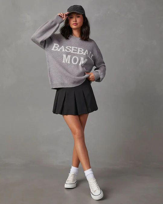 Baseball Mom Knit Pullover Sweater | VICI Collection