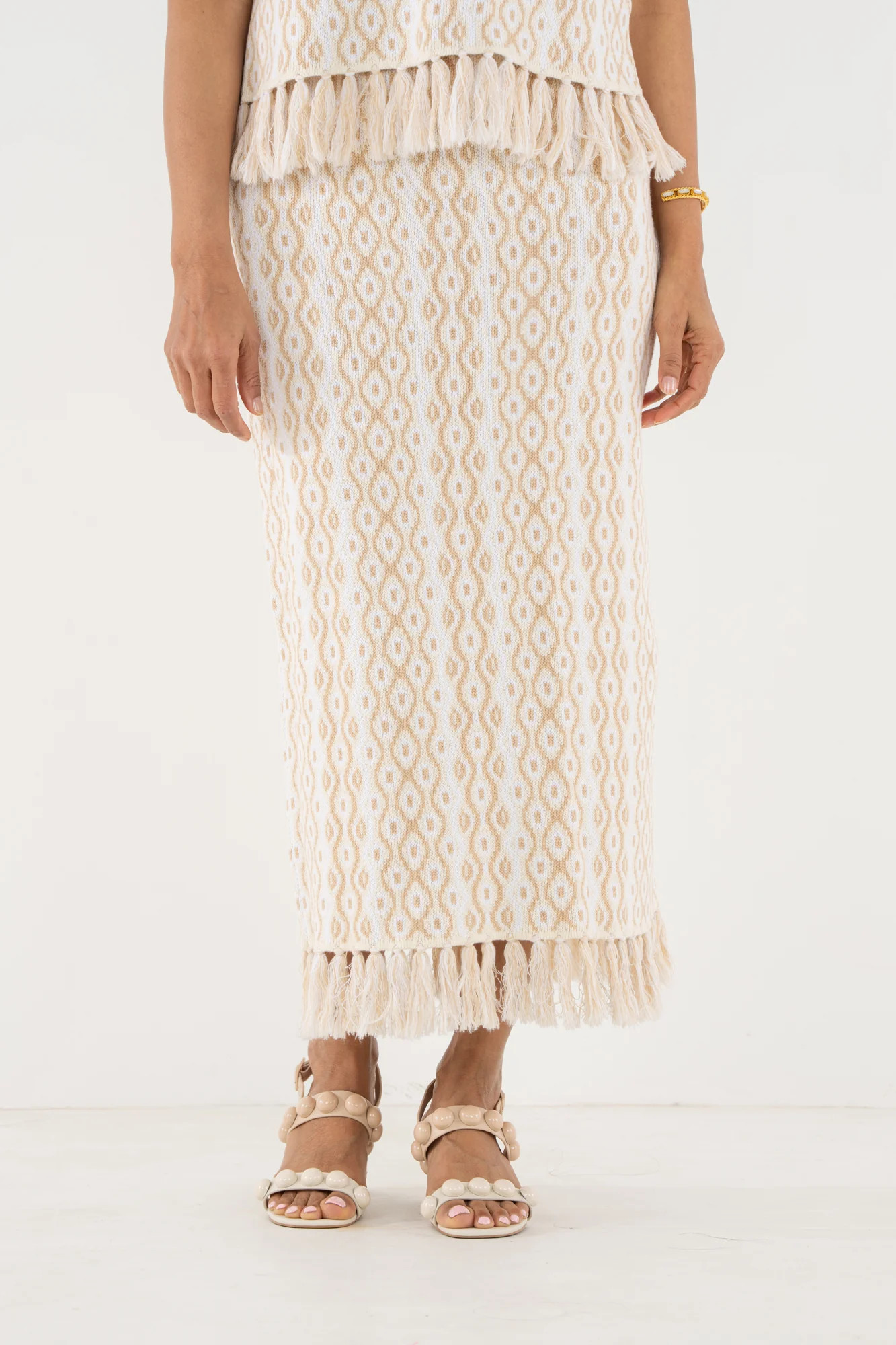Capri Knit Skirt in Blanc Petals | Emily McCarthy