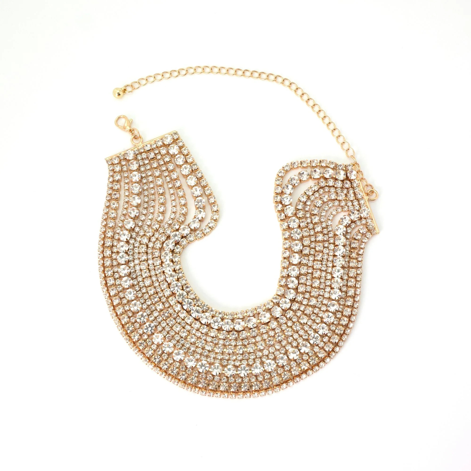 Gold Plated Multi Strand Crystal Adjustable Collar | Shop Simon