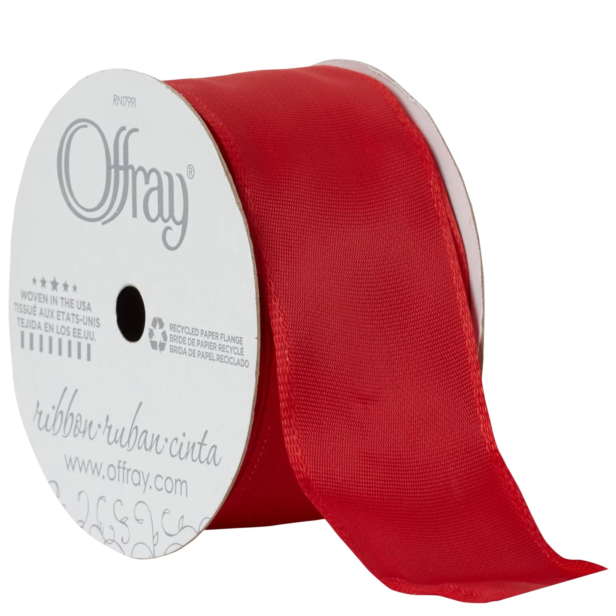 Offray Ribbon, Red 1 1/2 inch Wired Edge Woven Ribbon, 9 feet, 1 Each | Walmart (US)